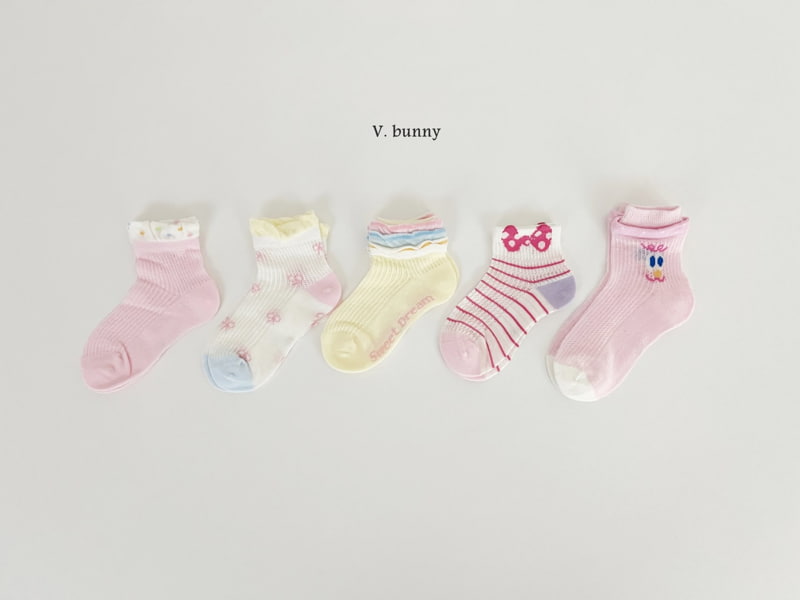 V Bunny - Korean Children Fashion - #kidzfashiontrend - Dot Ribbon Socks Set