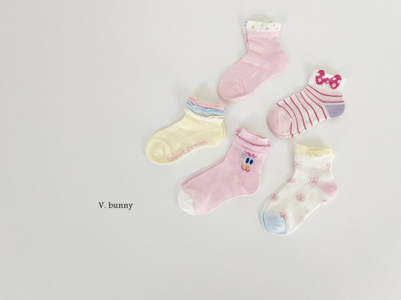 V Bunny - Korean Children Fashion - #littlefashionista - Dot Ribbon Socks Set - 3