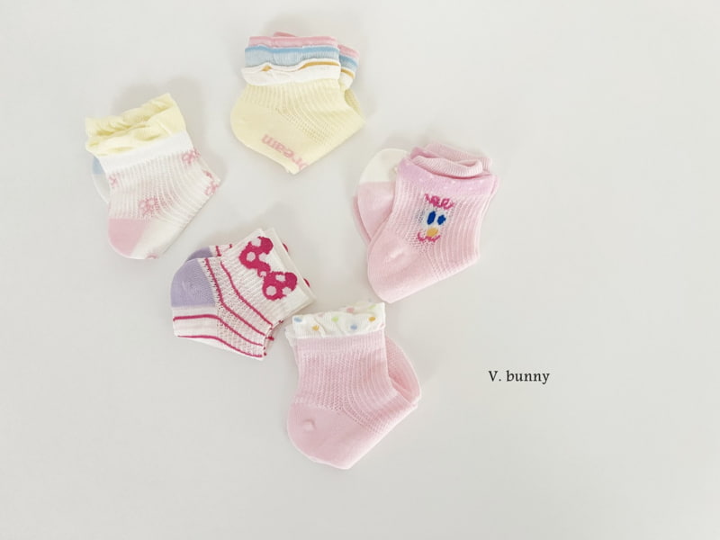 V Bunny - Korean Children Fashion - #littlefashionista - Dot Ribbon Socks Set - 4