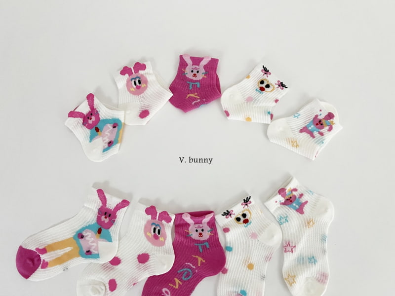 V Bunny - Korean Children Fashion - #todddlerfashion - Pink Friend Socks Set - 10