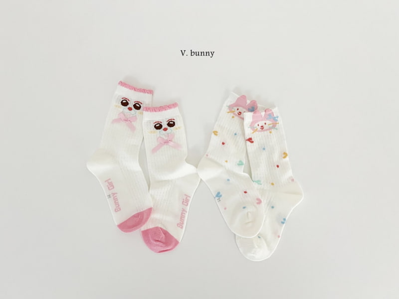 V Bunny - Korean Children Fashion - #toddlerclothing - Bunny Girl Socks Set - 8