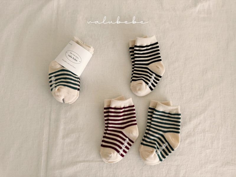 Valu Bebe - Korean Baby Fashion - #babyfever - Stripe Lip Socks - 12