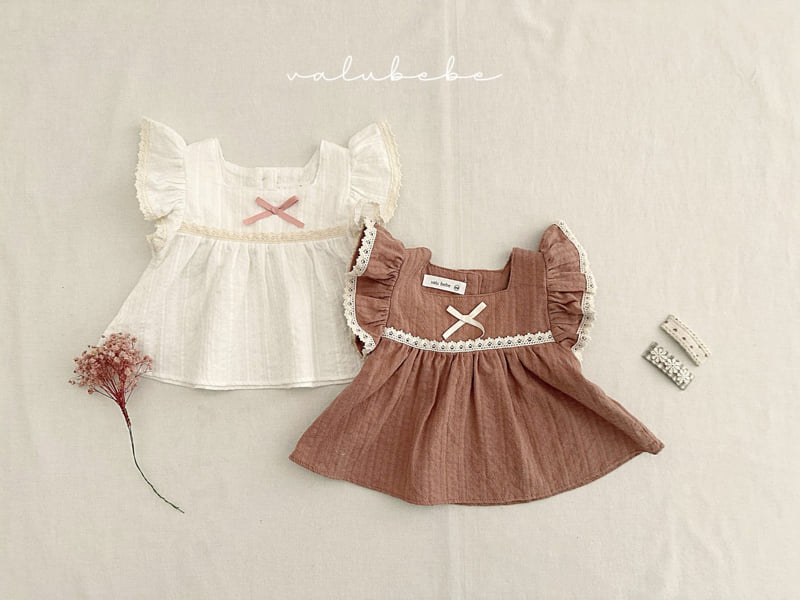 Valu Bebe - Korean Baby Fashion - #babyfever - Bebe Eyelet Ribbon Blouse 2 - 7