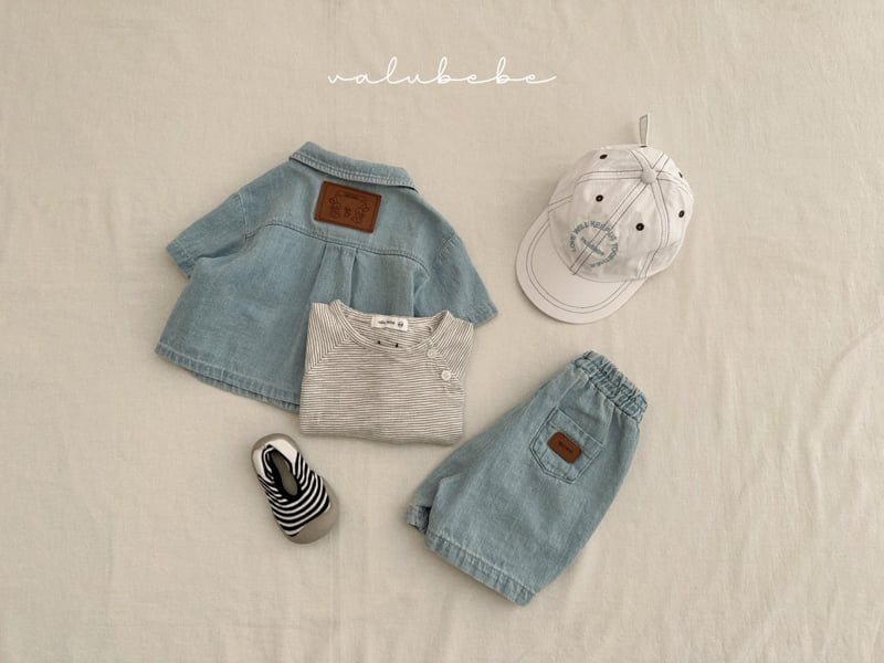 Valu Bebe - Korean Baby Fashion - #babyfever - Bebe Striped Side Short Tee 2 - 10