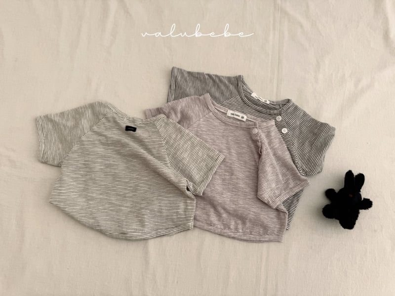 Valu Bebe - Korean Baby Fashion - #babyfever - Kids Striped Side Short Tee 2 - 9