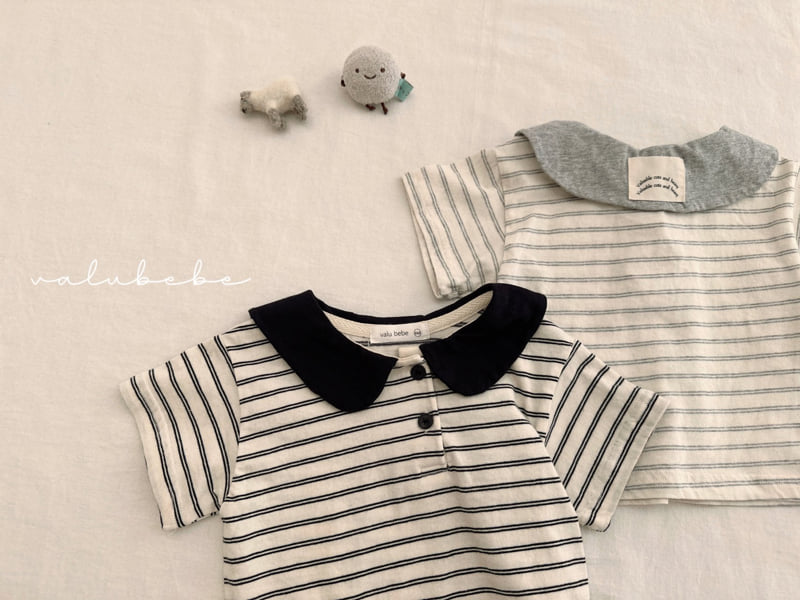 Valu Bebe - Korean Baby Fashion - #babygirlfashion - Bebe J Stripe Collar Tee - 9
