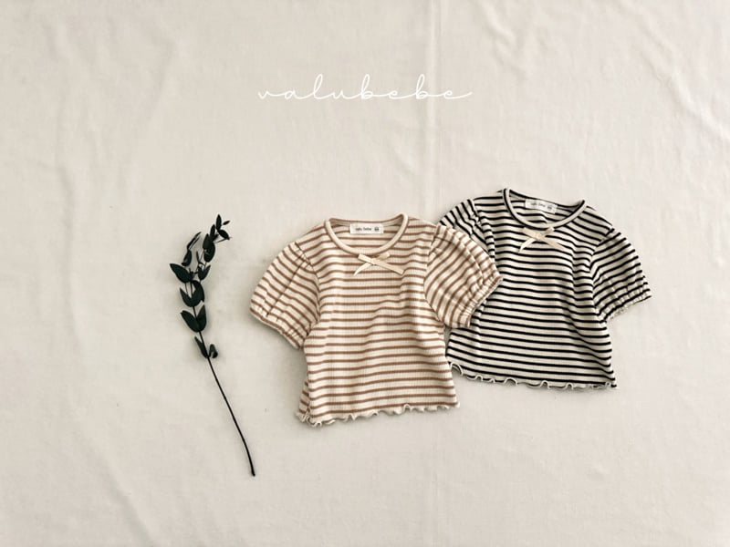 Valu Bebe - Korean Baby Fashion - #babygirlfashion - Bebe Puff Stripe Tee - 6