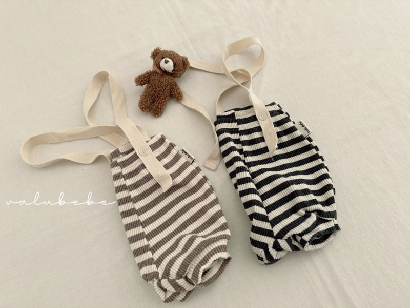 Valu Bebe - Korean Baby Fashion - #babygirlfashion - Coffee Stripe Overalls - 12