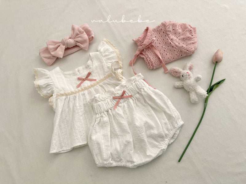 Valu Bebe - Korean Baby Fashion - #babygirlfashion - Bebe Eyelet Ribbon Blouse 2 - 8