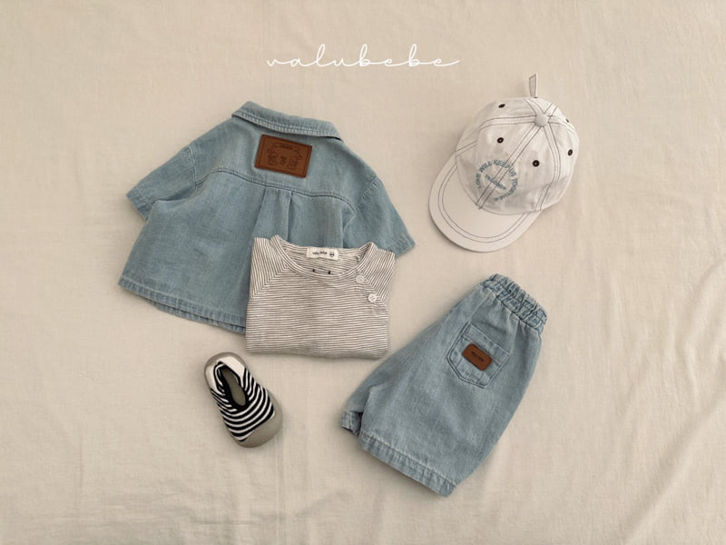 Valu Bebe - Korean Baby Fashion - #babyoninstagram - Kids Striped Side Short Tee 2 - 12