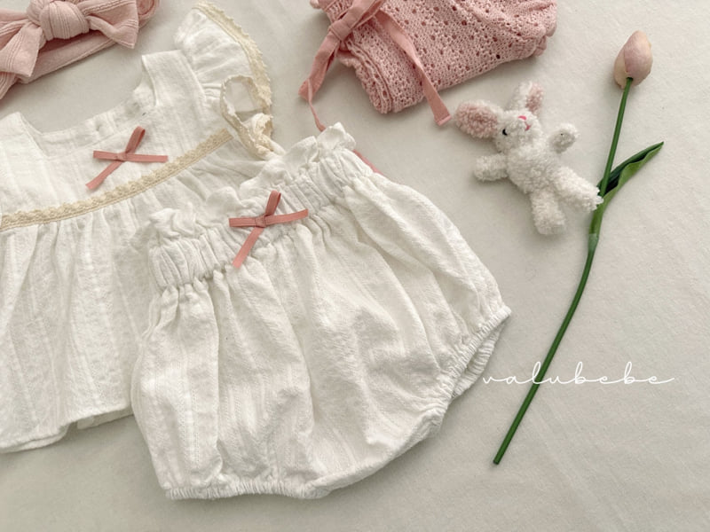 Valu Bebe - Korean Baby Fashion - #babyootd - Eyelet Ribbon Bloomer - 12