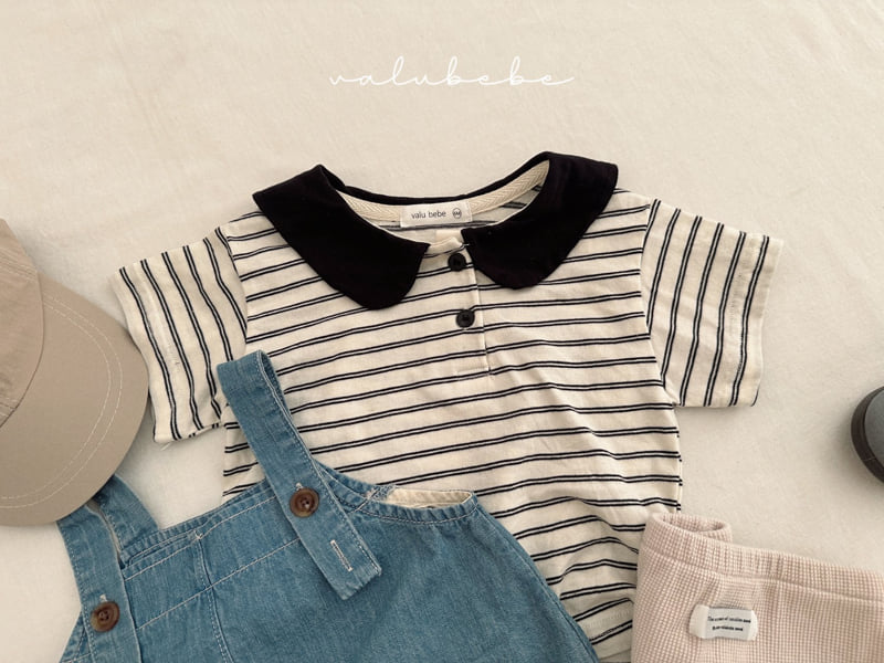 Valu Bebe - Korean Baby Fashion - #babyootd - Kids J Stripe Collar Tee - 11