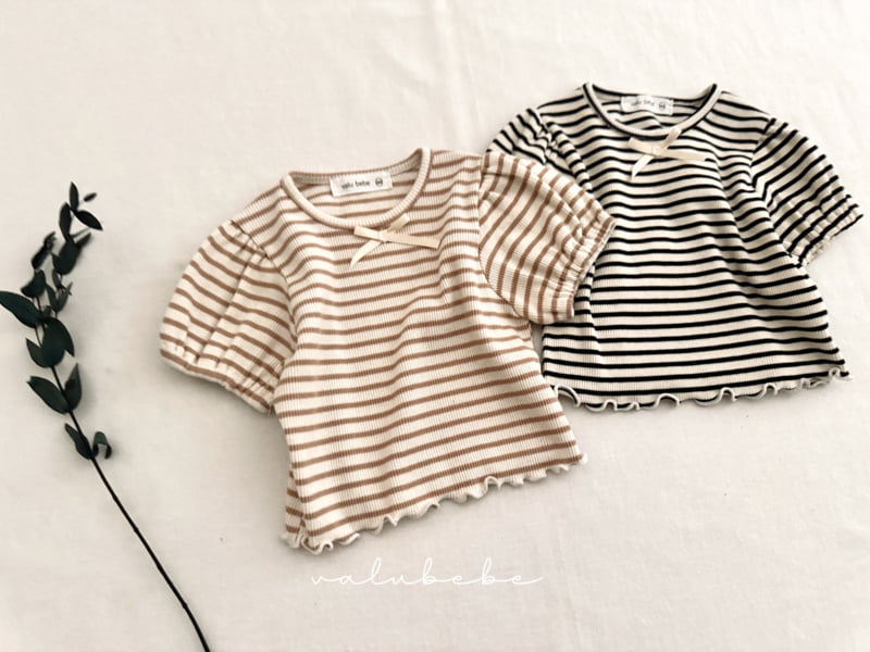 Valu Bebe - Korean Baby Fashion - #babyoutfit - Bebe Puff Stripe Tee - 10