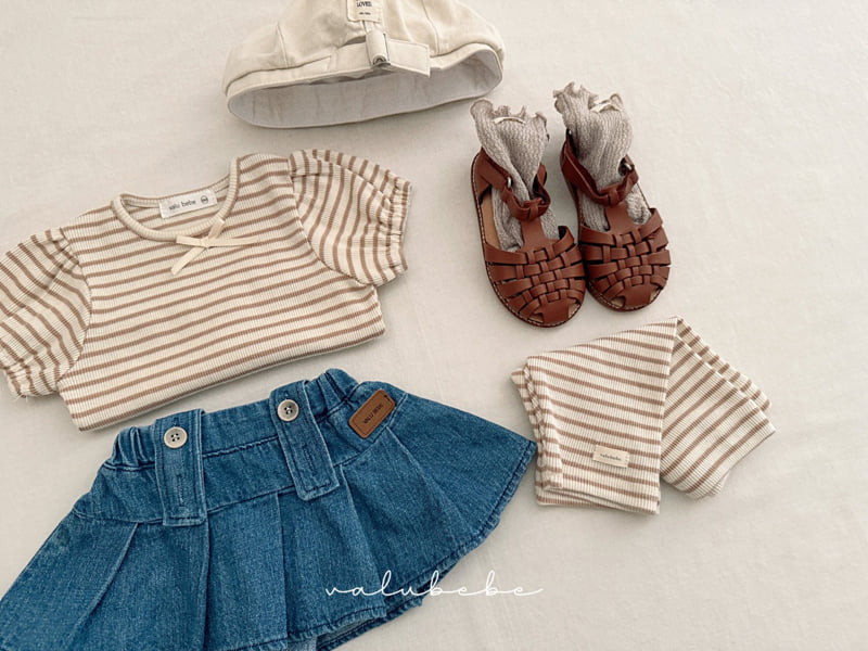 Valu Bebe - Korean Baby Fashion - #babyoutfit - Bebe Puff Stripe Tee - 11