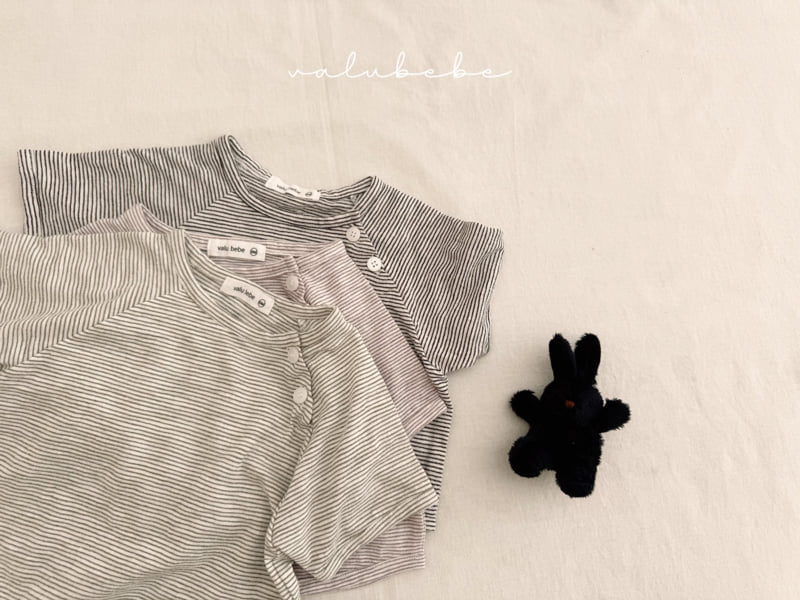 Valu Bebe - Korean Baby Fashion - #babyoutfit - Bebe Striped Side Short Tee 2