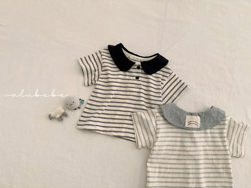 Valu Bebe - Korean Baby Fashion - #onlinebabyboutique - Bebe J Stripe Collar Tee