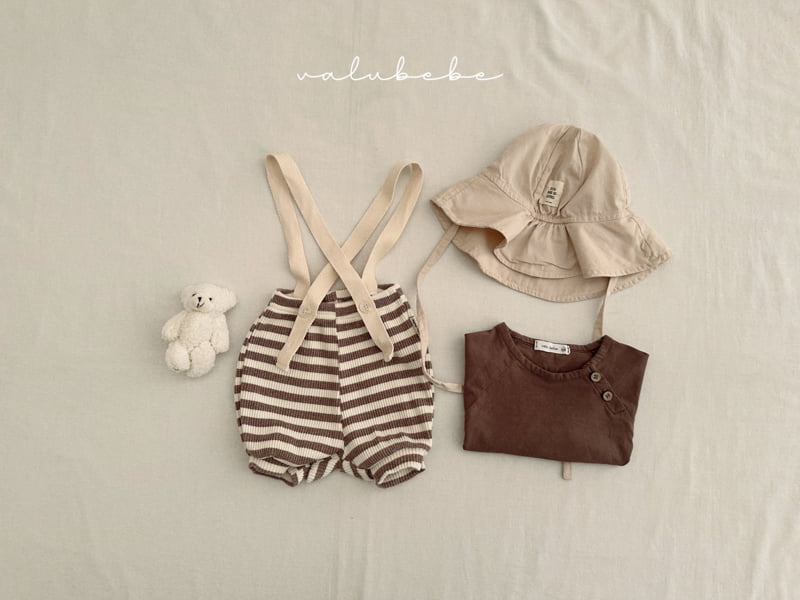 Valu Bebe - Korean Baby Fashion - #babywear - Coffee Stripe Overalls - 4