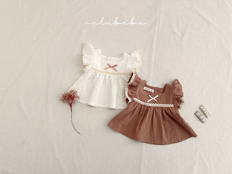 Valu Bebe - Korean Baby Fashion - #onlinebabyshop - Bebe Eyelet Ribbon Blouse 2