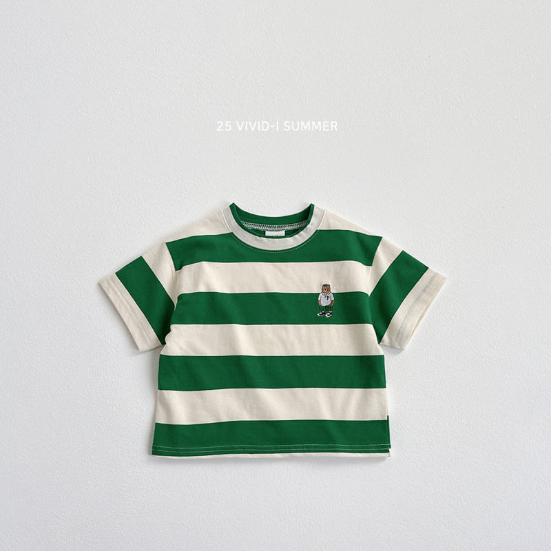 Vivid I - Korean Children Fashion - #Kfashion4kids - Big Stripe Embroidery Short Sleeve Tee - 5