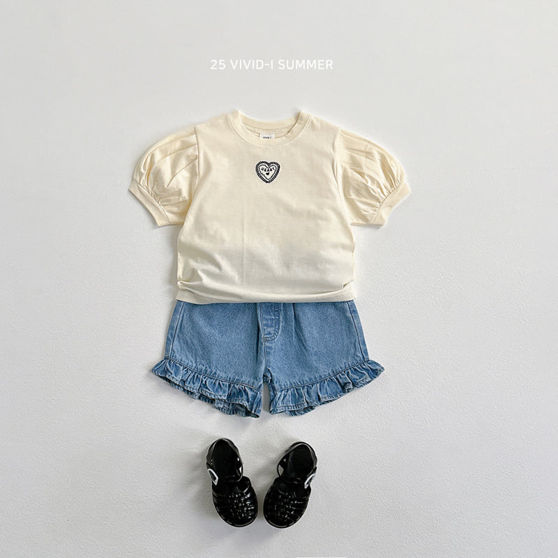 Vivid I - Korean Children Fashion - #Kfashion4kids - Heart Embroidery Puff Tee - 7