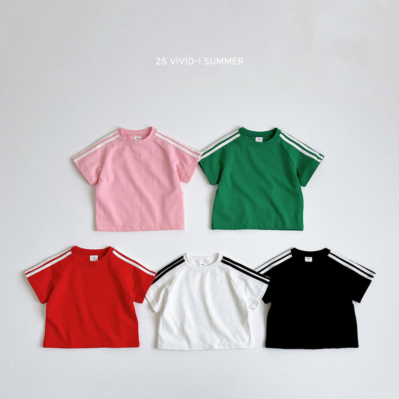 Vivid I - Korean Children Fashion - #Kfashion4kids - Pique Line Short Sleeve Tee