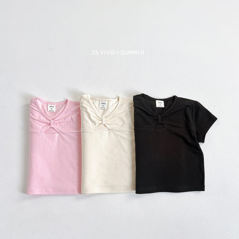 Vivid I - Korean Children Fashion - #Kfashion4kids - Slit Ribbon Tie Tee - 3