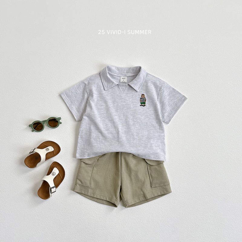 Vivid I - Korean Children Fashion - #childofig - Embroidery Collar Short Sleeve Set - 9