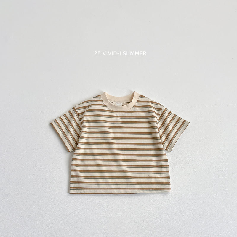 Vivid I - Korean Children Fashion - #childofig - Smile Stripe Short Sleeve Tee - 3