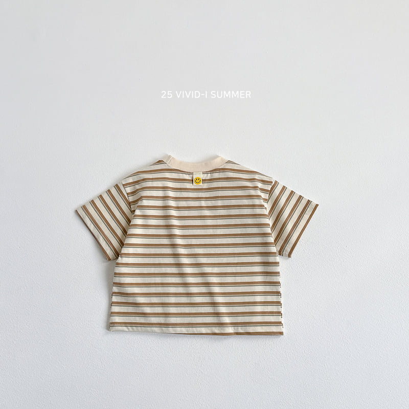 Vivid I - Korean Children Fashion - #childofig - Smile Stripe Short Sleeve Tee - 4