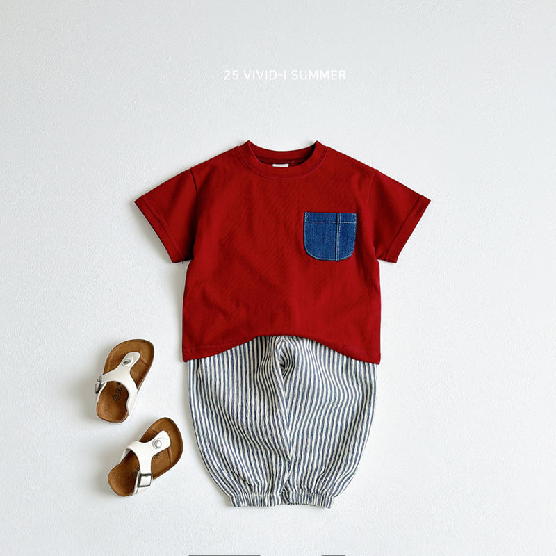 Vivid I - Korean Children Fashion - #childofig - Denim Pocket Short Sleeve Tee - 11