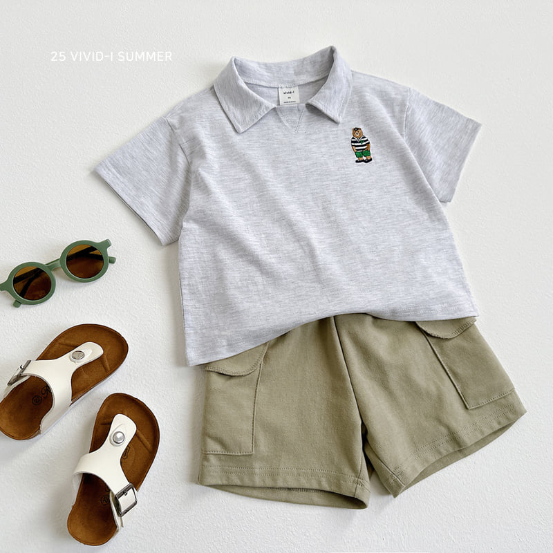 Vivid I - Korean Children Fashion - #childrensboutique - Embroidery Collar Short Sleeve Set - 10