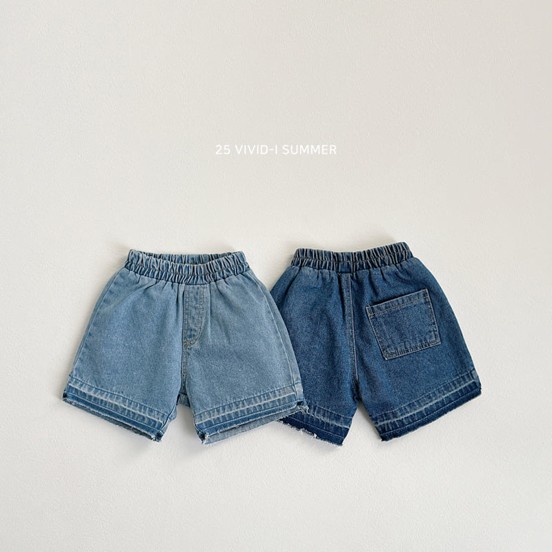 Vivid I - Korean Children Fashion - #childrensboutique - Vintage Hem Denim Shorts