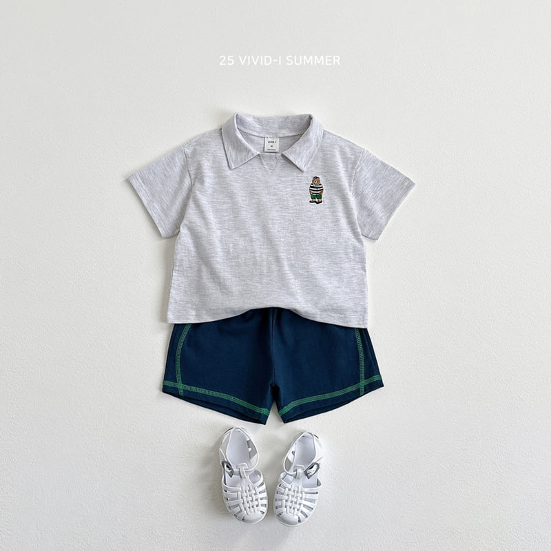 Vivid I - Korean Children Fashion - #designkidswear - Embroidery Collar Short Sleeve Set - 11