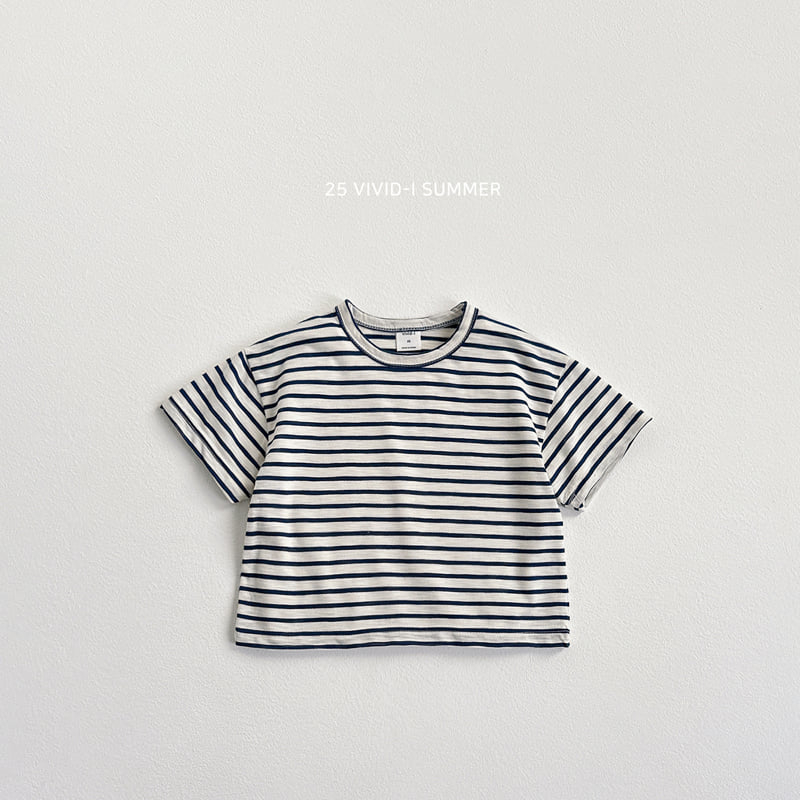 Vivid I - Korean Children Fashion - #childrensboutique - Marine Stripe Short Sleeve Tee - 4