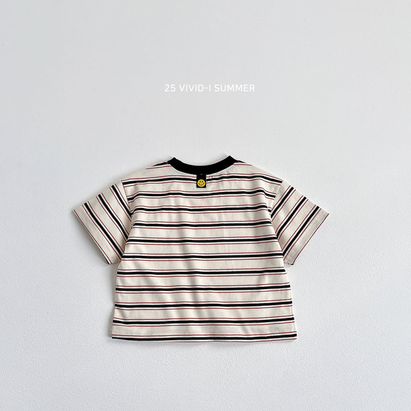 Vivid I - Korean Children Fashion - #designkidswear - Smile Stripe Short Sleeve Tee - 6