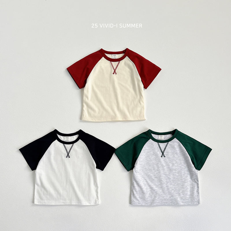Vivid I - Korean Children Fashion - #discoveringself - V-Stitch Raglan Tee - 3
