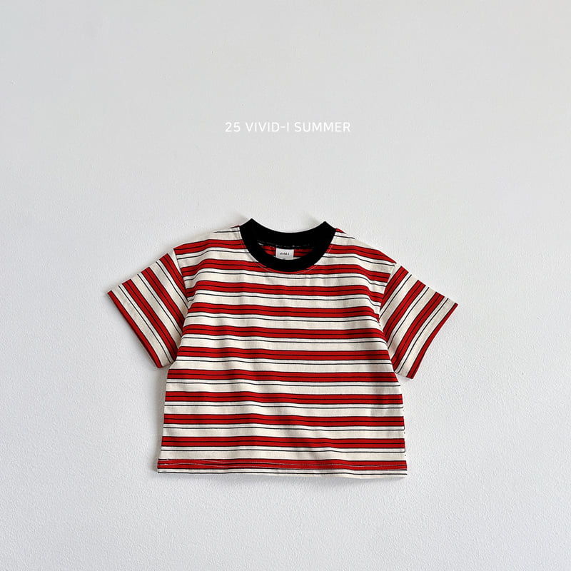 Vivid I - Korean Children Fashion - #discoveringself - Smile Stripe Short Sleeve Tee - 7
