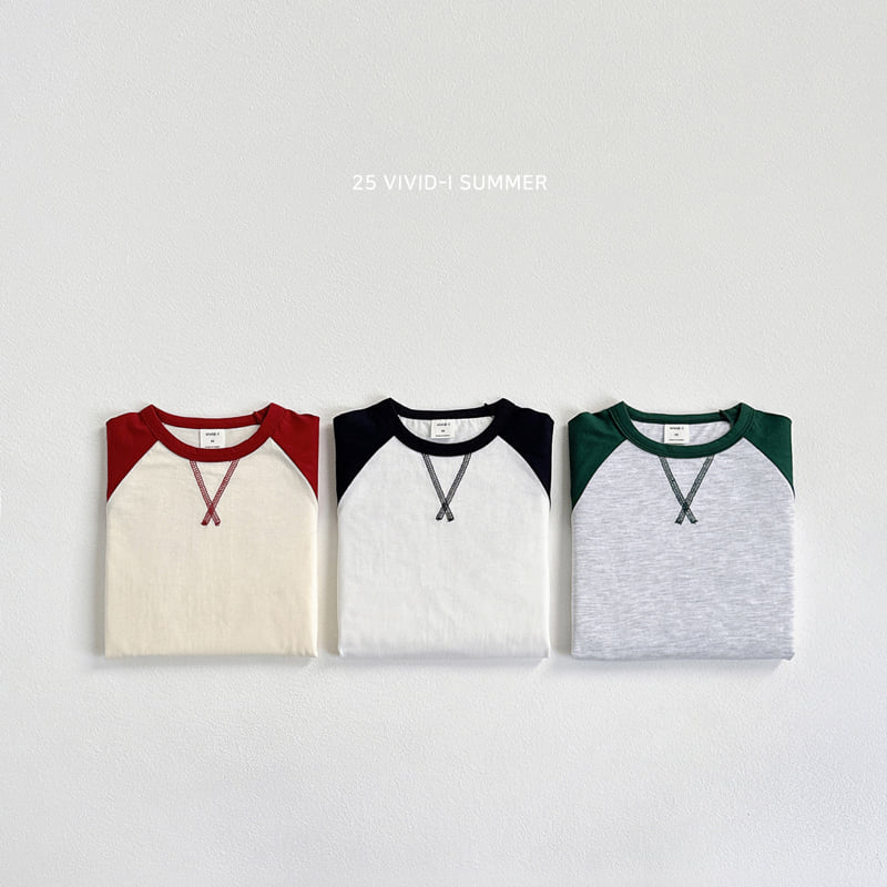 Vivid I - Korean Children Fashion - #discoveringself - V-Stitch Raglan Tee - 4