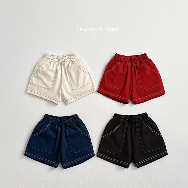 Vivid I - Korean Children Fashion - #fashionkids - Cotton Stitch Pocket Shorts
