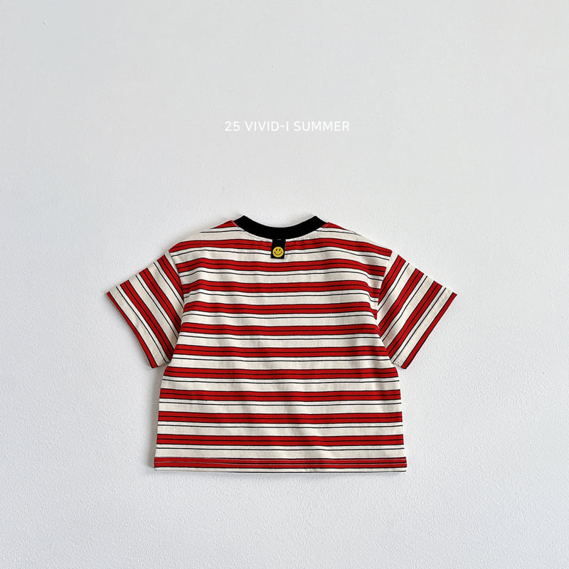 Vivid I - Korean Children Fashion - #fashionkids - Smile Stripe Short Sleeve Tee - 8