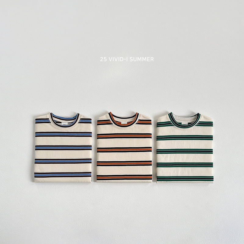 Vivid I - Korean Children Fashion - #kidsshorts - Multi Stripe Tee - 3