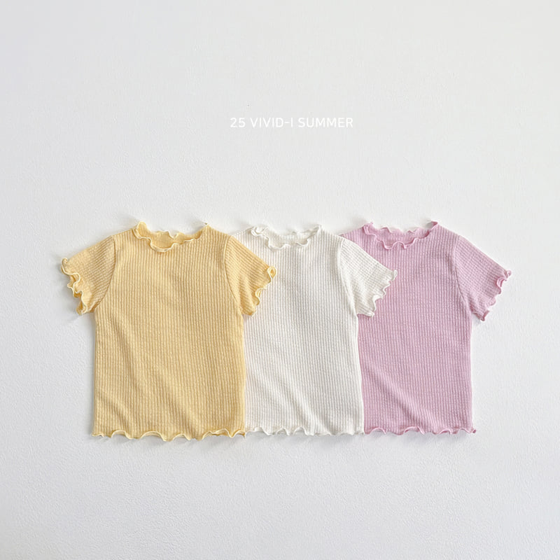 Vivid I - Korean Children Fashion - #kidsshorts - Soap Ribbed Short Sleeve Tee