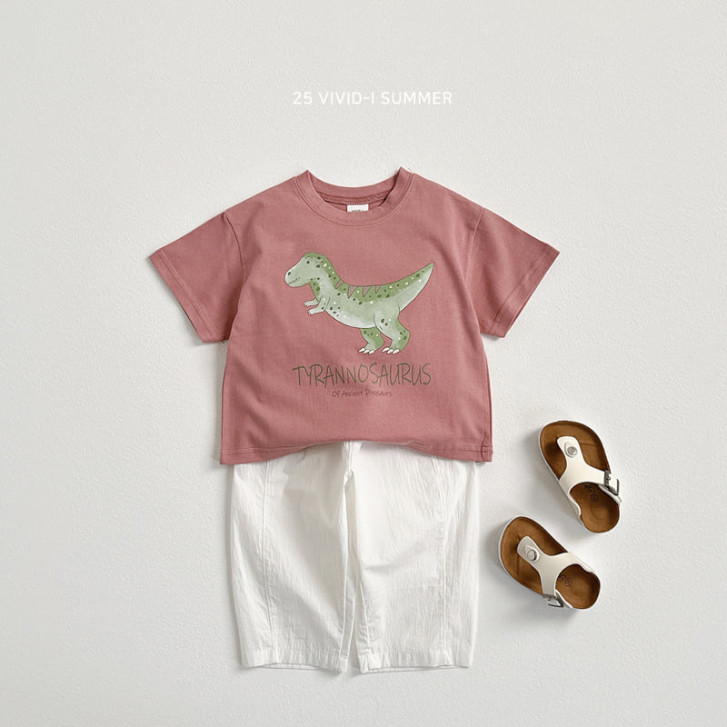 Vivid I - Korean Children Fashion - #kidsshorts - Dino Short Sleeve Tee - 11