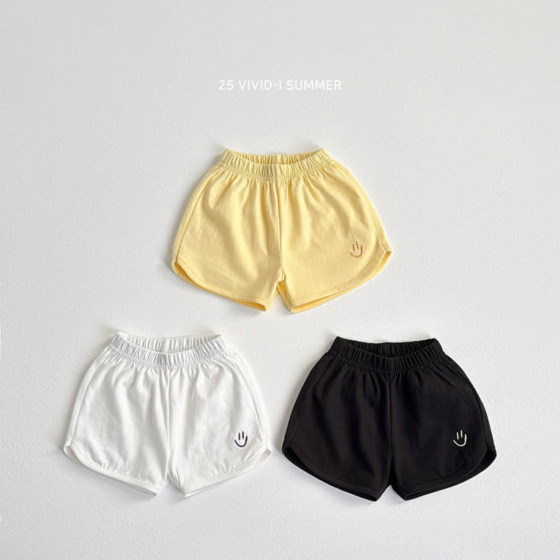 Vivid I - Korean Children Fashion - #kidsshorts - Face Embroidery Shorts