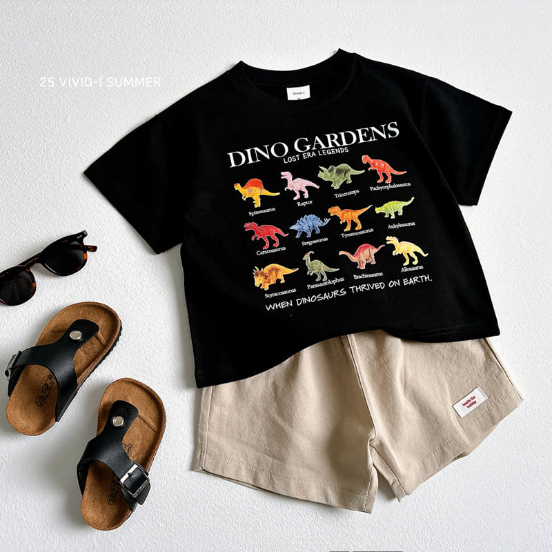 Vivid I - Korean Children Fashion - #kidsshorts - Mini Dino Short Sleeve Tee - 12