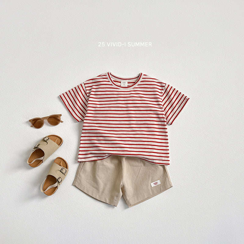 Vivid I - Korean Children Fashion - #kidsshorts - Marine Stripe Short Sleeve Tee - 7