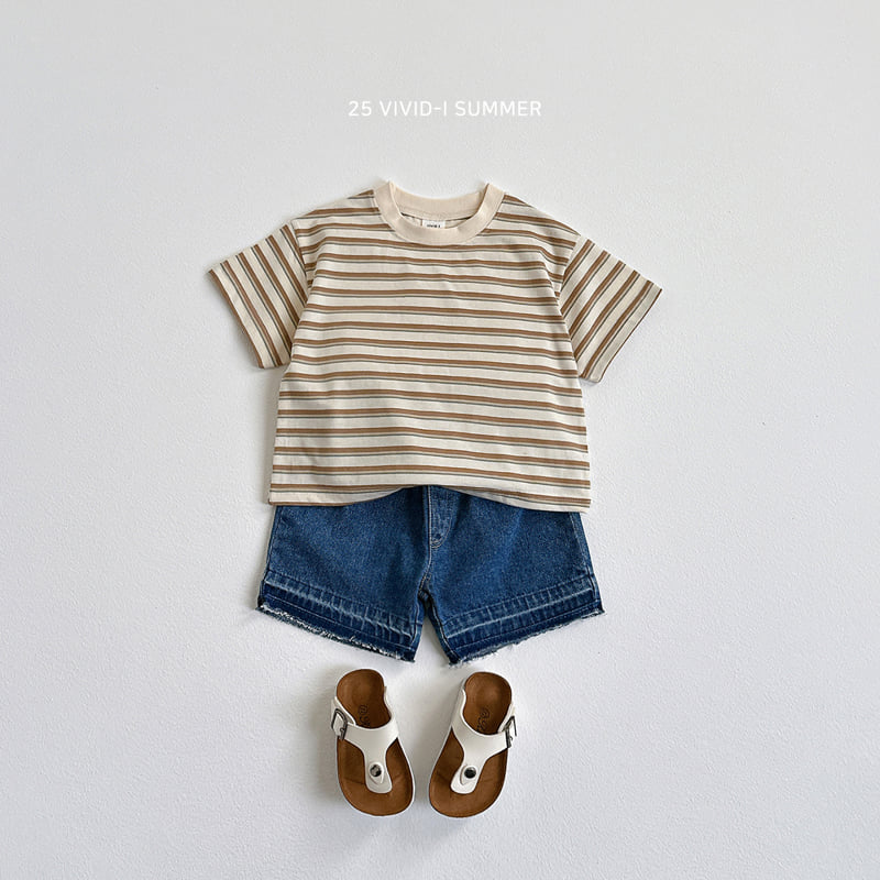 Vivid I - Korean Children Fashion - #kidsshorts - Smile Stripe Short Sleeve Tee - 9