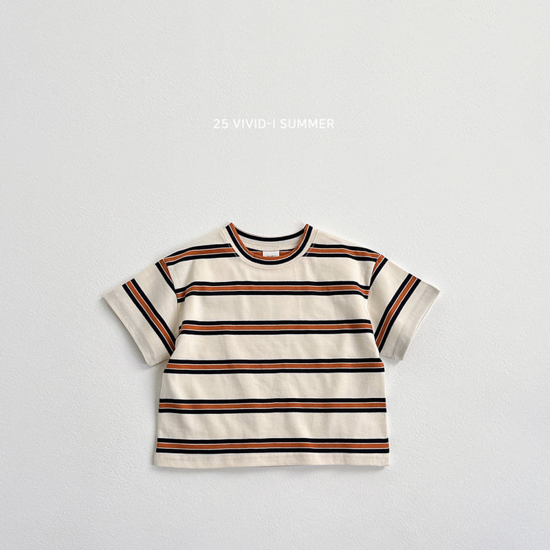Vivid I - Korean Children Fashion - #kidsshorts - Multi Stripe Tee - 4