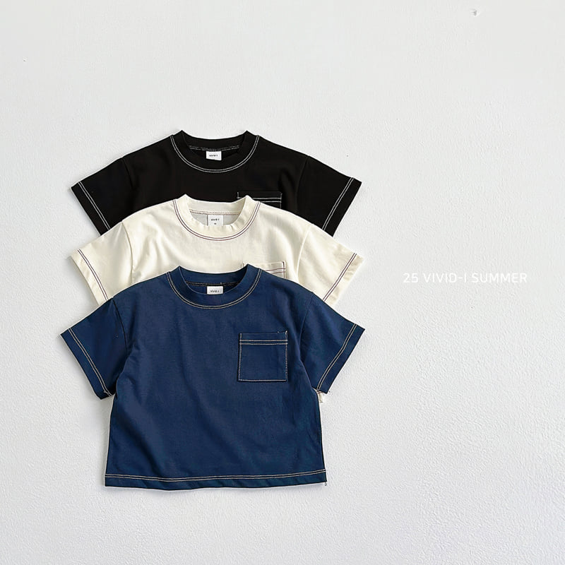 Vivid I - Korean Children Fashion - #kidsstore - Pocket Stitch Short Sleeve Tee - 3