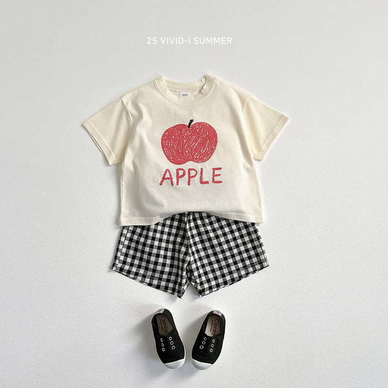 Vivid I - Korean Children Fashion - #kidsshorts - Sketch Fruit Check Set - 4